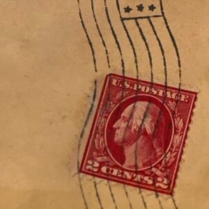 Early 1900s Rare Vintage Red 2 Cent USPS Stamps/Set of 5 Postmarked 1911-1917